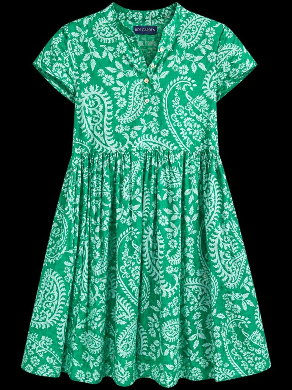 Ro’s Garden Green & White Paisley Mini Dress